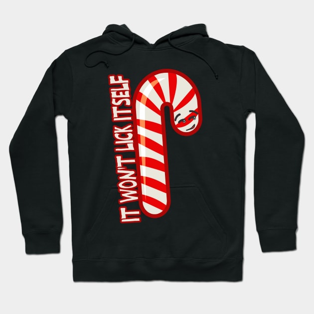 It won't lick itself candycane Hoodie by rachybattlebot